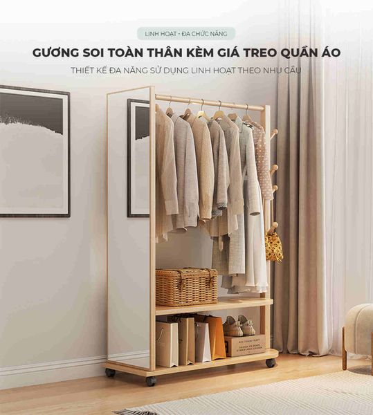 Giá treo quần áo kết hợp gương tiện lợi - GP371