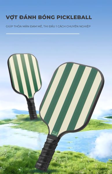 Vợt picklaball màu trắng sọc xanh rêu - Nội thất IGA - PK01.3 - Hết hàng