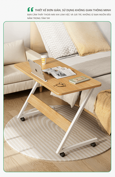 Bàn Làm Việc - Bàn Học Chân Chữ Z Có Bánh Xe Di Chuyển Mọi Nơi Trong Căn Phòng Của Bạn IGA - GM75