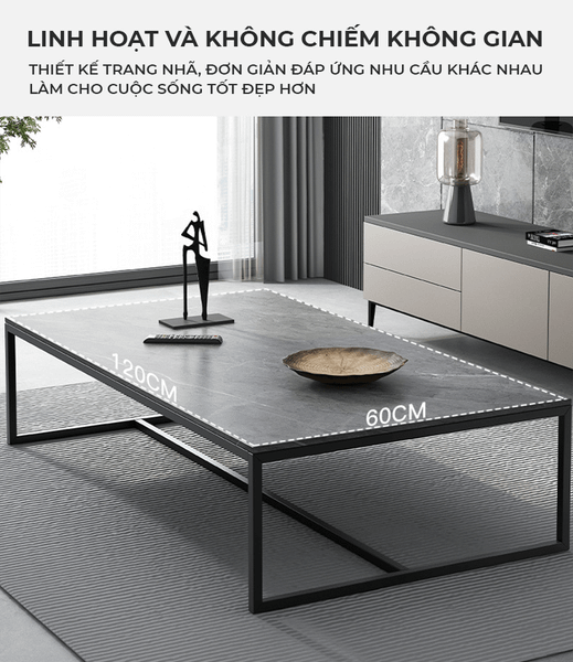 Bàn trà khung sắt có mặt gỗ dày sơn tĩnh điện - Nội thất IGA - GM150