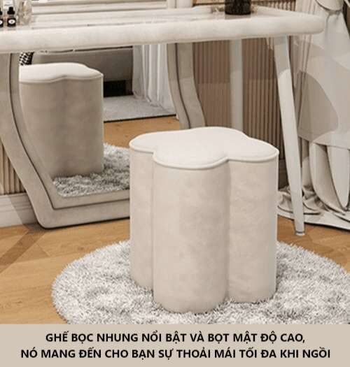 Ghế Đôn Trang Điểm Bọc Nhung Dày Dặn, Chắc Chắn - Nội Thất IGA - GC28