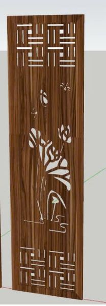 Bình phong hoa sen bằng gỗ - GP396