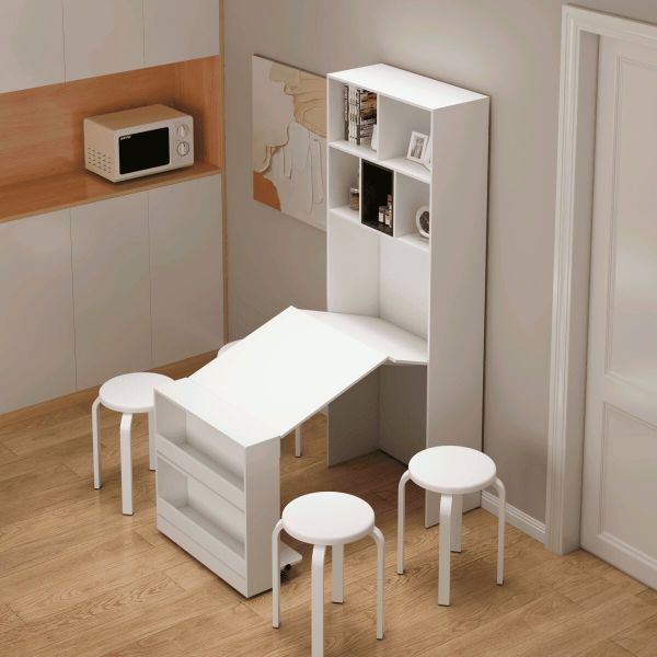 Bàn Ăn Gấp Gọn Kèm Kệ Tủ Đa Năng - IGA - GP308.01