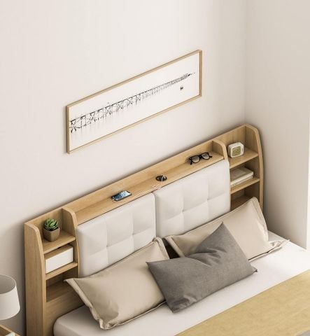 Giường Gỗ MDF Đệm Da Êm Ái Tặng Kèm Kệ Đầu Giường - Nội Thất IGA - GP235 / GP235A