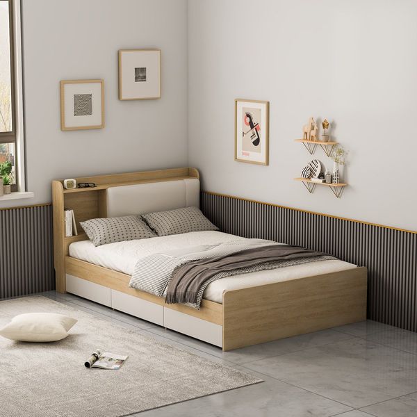 Decor Giường Ngủ Đệm Da Tích Hợp Hộc Tủ Kéo Bên Dưới Rộng Rãi - Nội Thất IGA - GP248