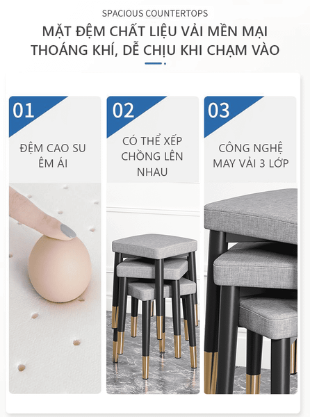 Ghế Đẩu Nệm Hình Vuông Sang Trọng - Nội Thất IGA - GN66