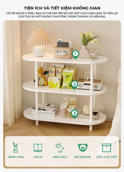 Decor Kệ Oval 3 Tầng Gỗ MDF Cao Cấp - Nội Thất IGA - GM163