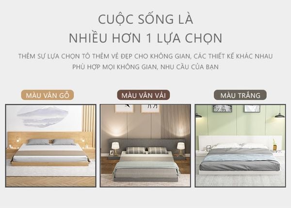 Giường Ngủ Bệt Hiện Đại Phong Cách Nhật Bản Màu Vân Gỗ - Nội Thất IGA - GP265