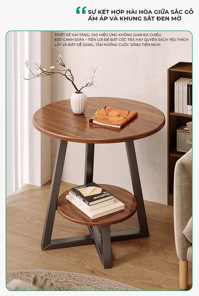 Bàn Trà Chân Đen Mặt Óc Chó - GM206.26