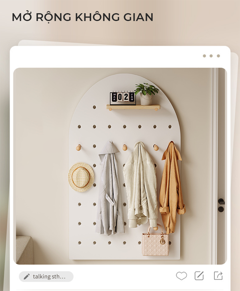 Bảng Pegboard có góc bo tròn hiện đại treo tường - Nội thất IGA - GP330