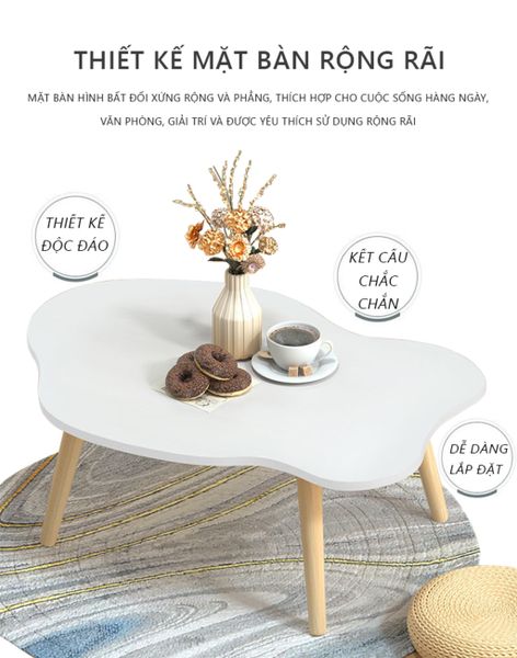 [Giảm giá 60%] Bàn Cafe Ngồi Bệt Hình Dáng Lượn Sóng Mềm Mại - Nội Thất IGA - GP255