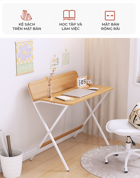 Bàn Làm Việc Khung Trắng Vân Gỗ - GM210.13