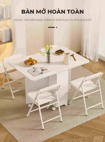 Bàn ăn thông minh gấp gọn màu trắng - GP372