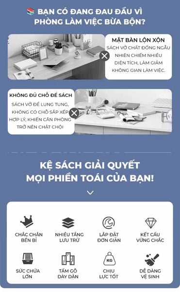 Kệ sách đa năng full trắng/full gỗ - GP397