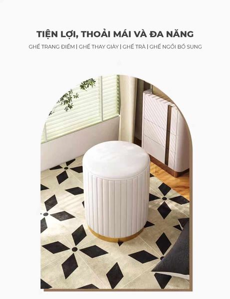 Ghế đôn trang điểm màu trắng - GC45