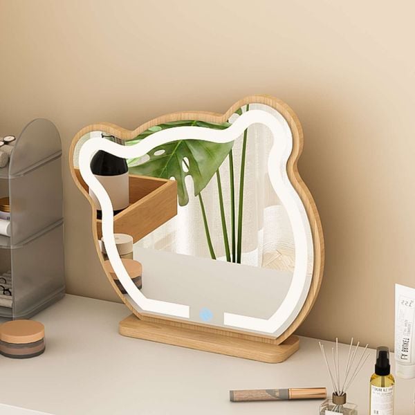 Gương Gấu Để Bàn Màu Vân Gỗ Nhỏ Gọn Xoay 360 Độ - Nội Thất IGA - GP318