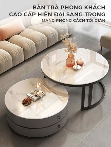 Bàn trà sofa tròn TC khung đen - GM148