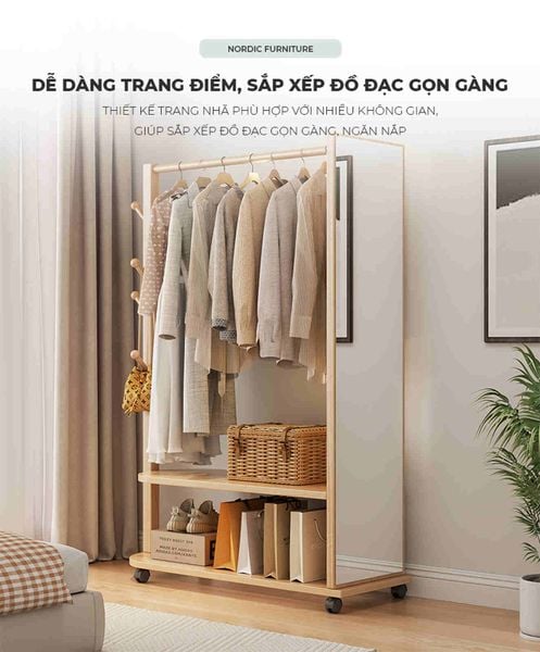 Giá treo quần áo kết hợp gương tiện lợi - GP371