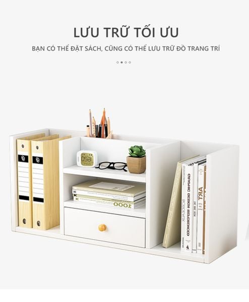 Kệ Sách Để Bàn Có 4 Ngăn Tủ, 1 Hộc Tủ Nhỏ Gọn - GP258