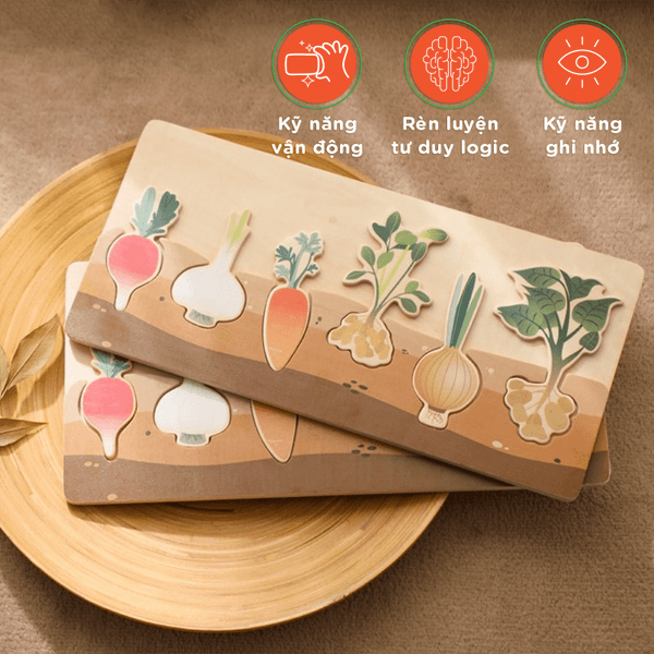 Bộ Đồ Chơi Trí Tuệ Nhận Biết Rau Củ Cho Trẻ Từ 2 Tuổi - Nội Thất IGA - Toy04 - Hết hàng
