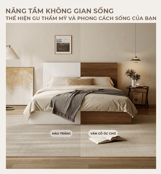 Giường đôi pallet gỗ thiết kế hiện đại, đa dạng kích thước - Nội thất IGA - GP340