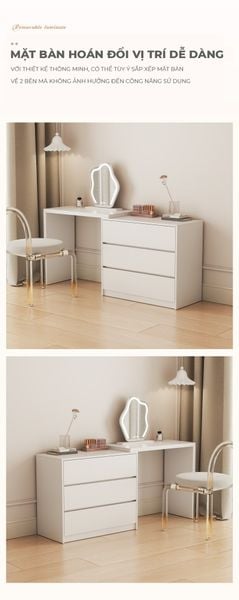 Bàn Trang Điểm Tích Hợp Tủ Đồ Xếp Gọn Màu Trắng Thanh Lịch - GP325 (KHÔNG KÈM GƯƠNG)