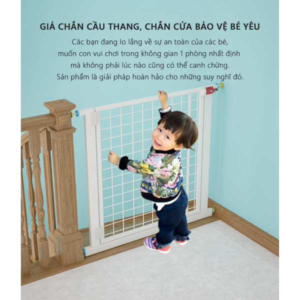 [Giảm giá 60%] Thanh chắn cầu thang cho bé Stair fence Kid khung trắng GM32.01