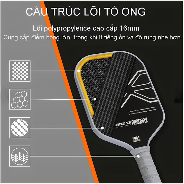 Vợt Pickleball cao cấp, sang trọng viền trắng - Nội thất IGA - PK02.2