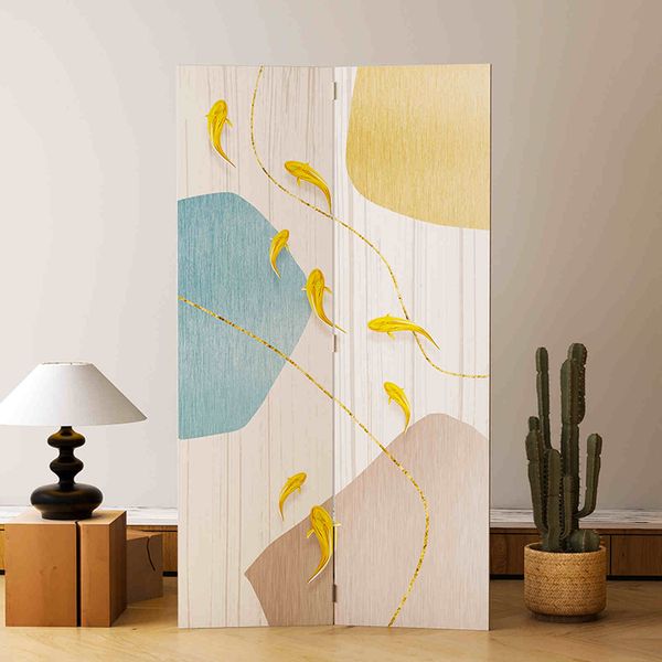 Bình phong 2 tấm canvas cá vàng - GP407
