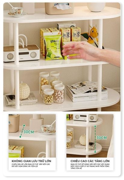 Decor Kệ Oval 3 Tầng Gỗ MDF Cao Cấp - Nội Thất IGA - GM163
