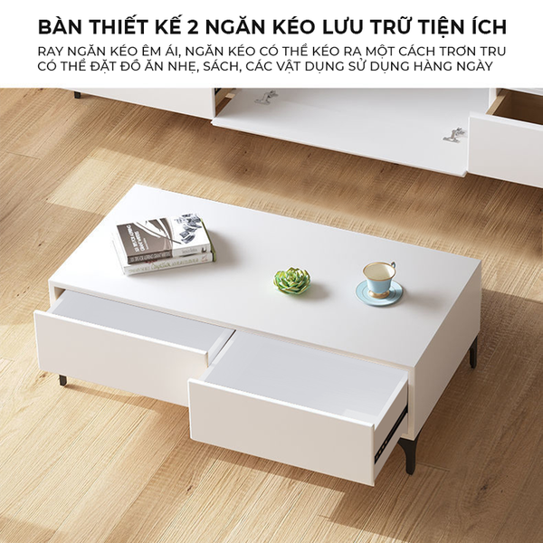 Decor Bàn Trà Sofa Tích Hợp Ngăn Kéo Tiện Dụng Phong Cách Bắc Âu - Nội Thất IGA - GP319