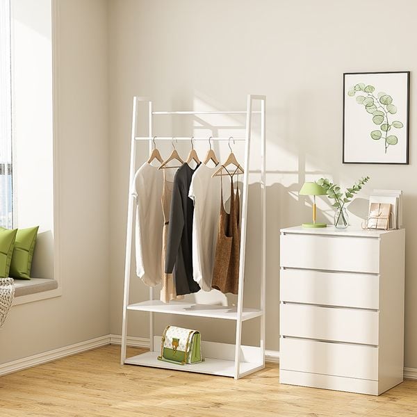Giá Treo Quần Áo Khung Thép Chắc Chắn Màu Trắng/Đen - Nội Thất IGA - GM122