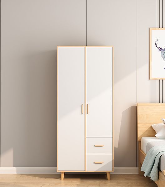 Tủ Quần Áo Vân Gỗ Trắng Có 2 Ngăn Tủ Đựng Đồ Tiện Lợi - Nội Thất IGA - GP264