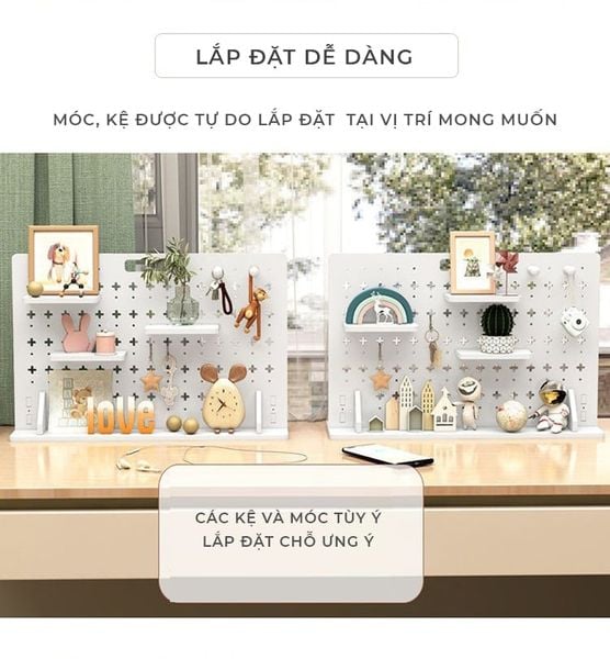 Bảng Pegboard decor phòng hiện đại, tiện lợi để bàn - Nội thất IGA - IG417