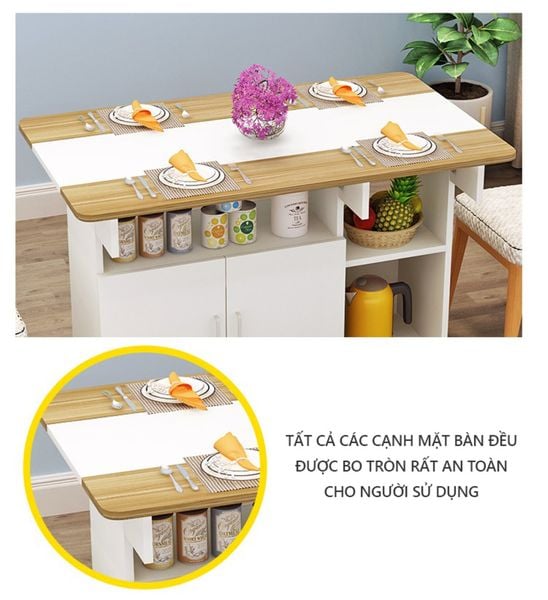 Bàn Ăn Gấp Gọn Xoay 360 Kèm Ngăn Tủ 2 Cánh Thông Minh - Nội Thất IGA - GP286