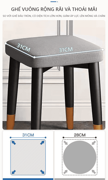 Ghế Đẩu Nệm Hình Vuông Sang Trọng - Nội Thất IGA - GN66
