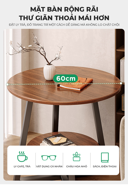 Bàn Trà Chân Đen Mặt Óc Chó - GM206.26