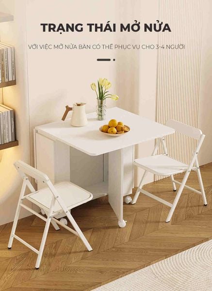 Bàn ăn thông minh gấp gọn màu trắng - GP372