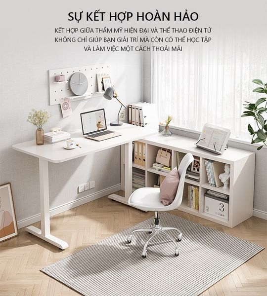 Tạo Điểm Nhấn Với Bàn Làm Việc Chân Sắt Trắng - Nội Thất IGA - GM114