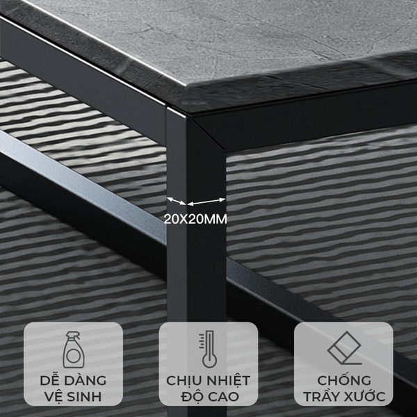 Bàn trà khung sắt có mặt gỗ dày sơn tĩnh điện - Nội thất IGA - GM150