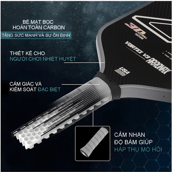 Vợt Pickleball cao cấp, sang trọng viền trắng - Nội thất IGA - PK02.2