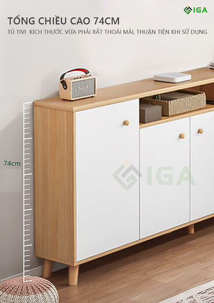 Tủ Tivi Đa Năng Màu Vân Gỗ Phối Trắng Sang Trọng - Nội Thất IGA - GP219.31