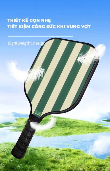 Vợt picklaball màu trắng sọc xanh rêu - Nội thất IGA - PK01.3 - Hết hàng