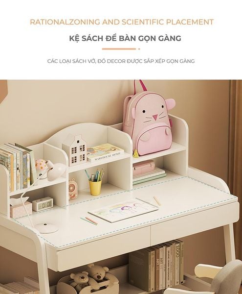 Bàn Học Sinh Kèm Giá Sách Để Bàn Tiện Dụng - Nội Thất IGA - GM144.11