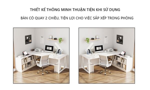 Bàn Làm Việc Chữ L Kèm Kệ Sách - Nội Thất IGA - GM131
