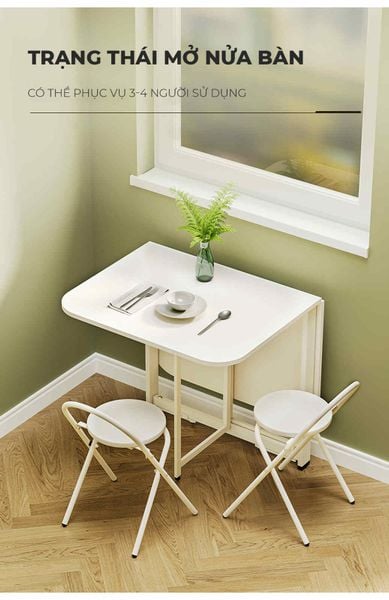 Bàn ăn gấp gọn đa năng thông minh màu trắng - GM202