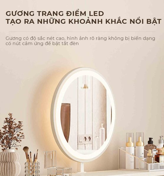 Bàn trang điểm phòng ngủ có gương LED - GM175