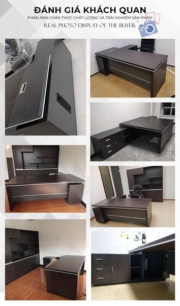Bàn giám đốc có kèm tủ màu óc chó - GDN1
