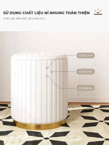 Ghế đôn trang điểm màu trắng - GC45