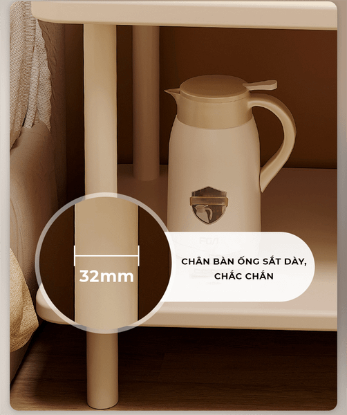 Bàn trà 2 tầng full trắng chân sắt hiện đại - Nội thất IGA - GM143